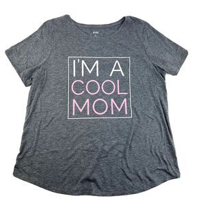 EVRI Cool Mom Graphic Tshirt Plus Size Tee Top Short Sleeve Gray Pink White 0X